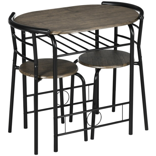 3 Piece Bistro Set with Table and 2 Chairs Black 1