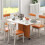 Extendable Dining Table Mobile Modern Design Teak White 120 x 80 cm 3