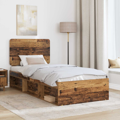 VidaXL vidaXL Bed Frame with Headboard Old Wood 75 x 190 cm Solid Pine Wood 2