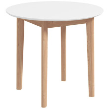Round Dining Table Scandinavian Design White Natural 75 cm