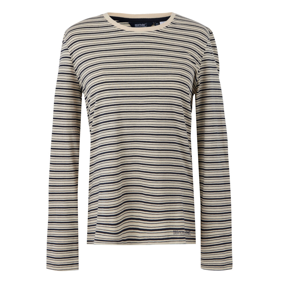 Regatta (14 Uk, Light Vanilla/Navy) Womens/Ladies Federica Stripe Long-Sleeved T-Shirt