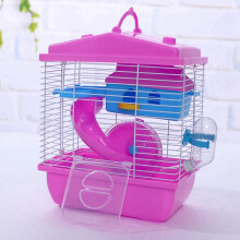 2x Pet Cage Hamster Cottage with Transparent Skylight Double Layer House for Hamster Golden Hamster Pet &