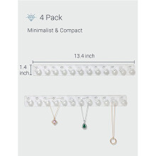 2Pcs Acrylic Necklace Hanger Holder Wall Mounted Jewelry Organizer with 12 Gems Shape Hooks for Bracelets Chains