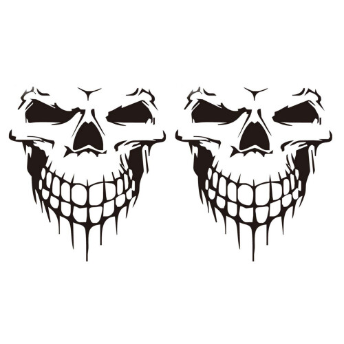 2X Sticker Decorativo Auto Auto Tatuaggio Teschio Scheletro Biger (Nero) 1