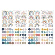 Boho-Regenbogen-Wandaufkleber, Aquarell-Regenbogen-Polka-Wandaufkleber, Wandaufkleber für Babyzimmer, MäDchenzimmer, Schlafzimmer, Wanddekoration