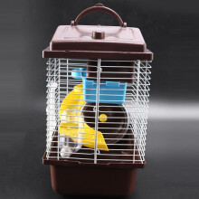 Pet Cage Hamster Cottage with Transparent Skylight Double Layer House for Hamster Golden Hamster Pet Coffe