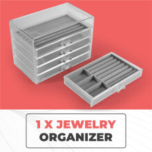 Jewelry Organizer with 5 Drawers Clear Acrylic Jewelry Box Gift Stackable Velvet Earring Display Holder