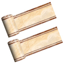 2 Pcs 2M Self-Adhesive Side Tile Sticker Yellow Marble Bathroom Kitchen Restaurant Wall Stair Floor Border Sticker
