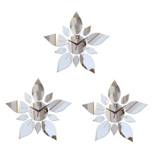 3X Mirror Acrylic Material Single Face Wall Stickers Modern Style Wall Quartz Clocks Home Decor Wall Watches Silver