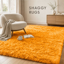 (Ochre Rug - 160x230cm) Imperial Rooms Shaggy Rugs Non Slip Faux Fur Large Area Rugs for Living Rooms