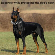Leather Spiked Studded Dog Collar 1 inch Wide for Small/X-Small Breeds and Puppies (Black, S: For Neck 6-8 inch)