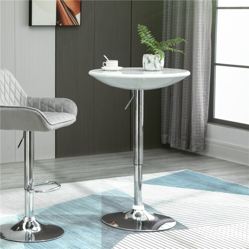 Moderne ronde bartafel, in hoogte verstelbaar, bistrotafel, wit 2