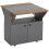 Folding Dining Table Cabinet with Wheels Light Grey Brown 1