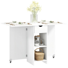 Folding Dining Table with Storage Space for Small Spaces White