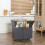 Folding Dining Table Cabinet with Wheels Light Grey Brown 3