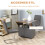 Folding Dining Table Cabinet with Wheels Light Grey Brown 6