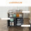 Folding Dining Table Cabinet with Wheels Light Grey Brown 7