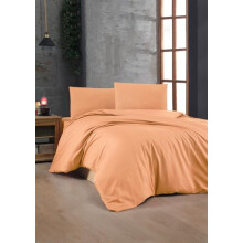Nuit Des Rêves Premium Ranforce Single Quilt Cover Set, 100% Cotton, Pale Orange, 135 x 200 cm Quilt & 80 x 80 cm Pillowcase, Soft, Breathable,