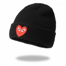Bonnet unisexe tricoté à motif cœur, bonnet d'hiver doux et chaud pour tous les jours