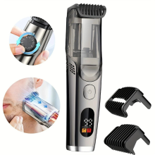 De nieuwste vacuüm baardtrimmer van 2025, oplaadbare snortrimmer met ingebouwd vacuümsysteem.