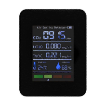 Moniteur de qualité de l'air 5 en 1, mesureur de COV totaux, de HCHO, de température, d'humidité et de CO2, détecteur de CO2 rechargeab