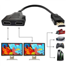Divisor HDMI de 1 entrada y 2 salidas, convertidor HDMI macho a doble HDMI hembra 1080P para HDTV, monitor y proyector.