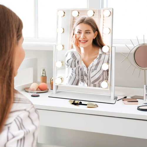 Hollywood Vanity Mirror with 12 LED Bulbs, 3 Color Lighting Modes, Bulb-Only Replacement, Bright Makeup Mirror Accessory