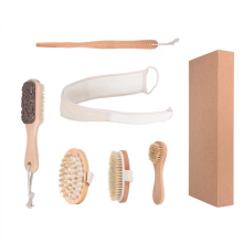 Ensemble de brosses corporelles Ă brossage Ă sec pour le drainage lymphatique et l'exfoliation de la peau, poils naturels pour un soin