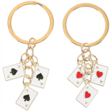 Lot de 2 porte-clés en forme de cartes à jouer, anneaux décoratifs pour sacs et pochettes.