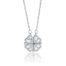 Herzförmige Halskette für Damen, Anhänger in Form eines vierblättrigen Kleeblatts, vergoldete Edelstahlkette, elegantes Geschenk zum Va