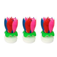 3er-Pack musikalische Geburtstagskerzen, mehrfarbige Lotus-Rotation, farbenfrohe musikalische Geburtstagskerzen-Dekorationen