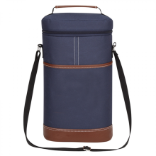 Sac isotherme étanche pour 2 bouteilles de vin, idéal pour offrir, en toile bleu marine.