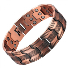 Bracelet en cuivre pour homme, triple résistance, 99,99 % cuivre pur, magnétique, longueur ajustable avec outil de réglage pour le sout