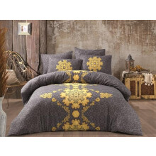 Nuit Des Rêves Ranforce Single XL Quilt Cover Set, 100% Cotton, 155 x 200 cm, Grey & Yellow, Machine Washable, 140 Thread Count, Button & Envelope