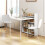 Foldable Kitchen Table with Shelves Anti-Tip Design White 4