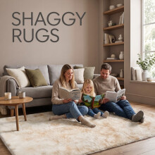 (Tie Dye Cream Rug) 140x200cm (4.5ft x 6.5ft) Ultra Soft Shaggy Rugs - Fluffy Plush Large Area Rug for Living Room Bedroom UK