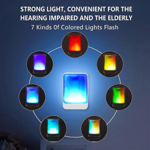 Wireless Doorbell with Loud Flash Alerts, 7 Bright Light Colors, 4 Volume Settings, 600 ft Range, Suitable for Elderly U 1