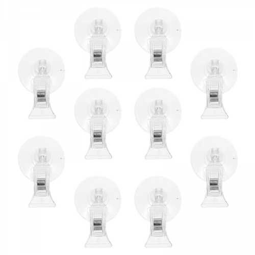 Multi Purpose Transparent Suction Cup Sign Clips, Adjustable Display Clips for Advertising and Positioning, 10 Pack 2
