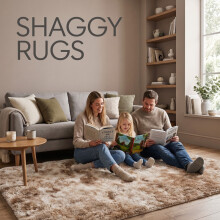 (Tie Dye Beige Rug) 140x200cm (4.5ft x 6.5ft) Ultra Soft Shaggy Rugs - Fluffy Plush Large Area Rug for Living Room Bedroom UK