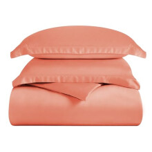 Superior 300 Thread Count King/California King Duvet Cover Set, 100% Modal from Beech, Solid, Coral