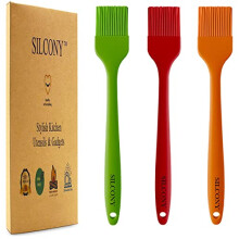 SILCONY 10" Silicone Pastry Basting BIG SIZE Brushes Heat Resistant BPA Free for BBQ Grill Barbecue & Kitchen Baking Cooking Marinating Oil Brushes