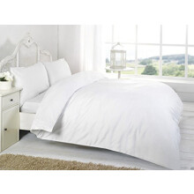 RB Luxury Polycotton Parcale Plain Dyed Duvet Cover & 2 Pillow Cases Bed Set (Double, White)