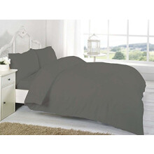 200 Thread Count Egyptian Cotton Duvet Cover Set with Pillowcases Double Size Bed Plain Dyed Bedding (Double Duvet Cover Set, Grey)