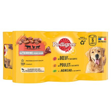 Pedigree Meal for Dogs - Terrine Boxes for Adult Dogs - 3 Varieties - 4X (6x400g)