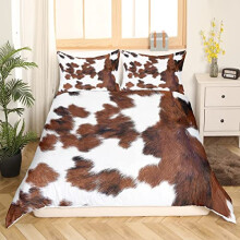 Homewish Brown Cow Print Bedding Set Africa Wild Animal Highland Cow Print Comforter Cover For Adult Women Boys Soft All Season Duvet Cover Highland