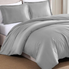 Duvet Cover Set 1000 Thread Count Egyptian Cotton - Silver King Size with Pillow Shams, Elegant and Durable