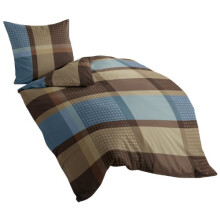 Bierbaum 4942_09 Soft Flannelette Bed Linen, Beaver, Mocha, 155x220 + 80x80 cm