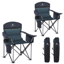 LET'S CAMP Folding Camping Chair Oversized Heavy Duty Padded Outdoor Chair