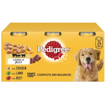 Pedigree Adult Wet Dog Food Tins Mixed Selection in Jelly 24 x 385g â“ Chicken, Lamb & Beef, for Healthy Skin, Coat, and Immune Support