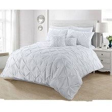 Axcent Comfort Pinch Pleat Pintuck Duvet Cover Double Size - Soft Luxury Pleated Diamond Pintuck Duvet Cover Set Pleated Bedding Sets (White, Double)